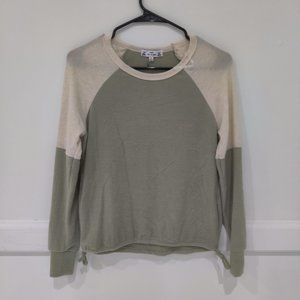 Brand New Women's Poof New York Two Tone Sweatshirt Size S Green And Cream BB285